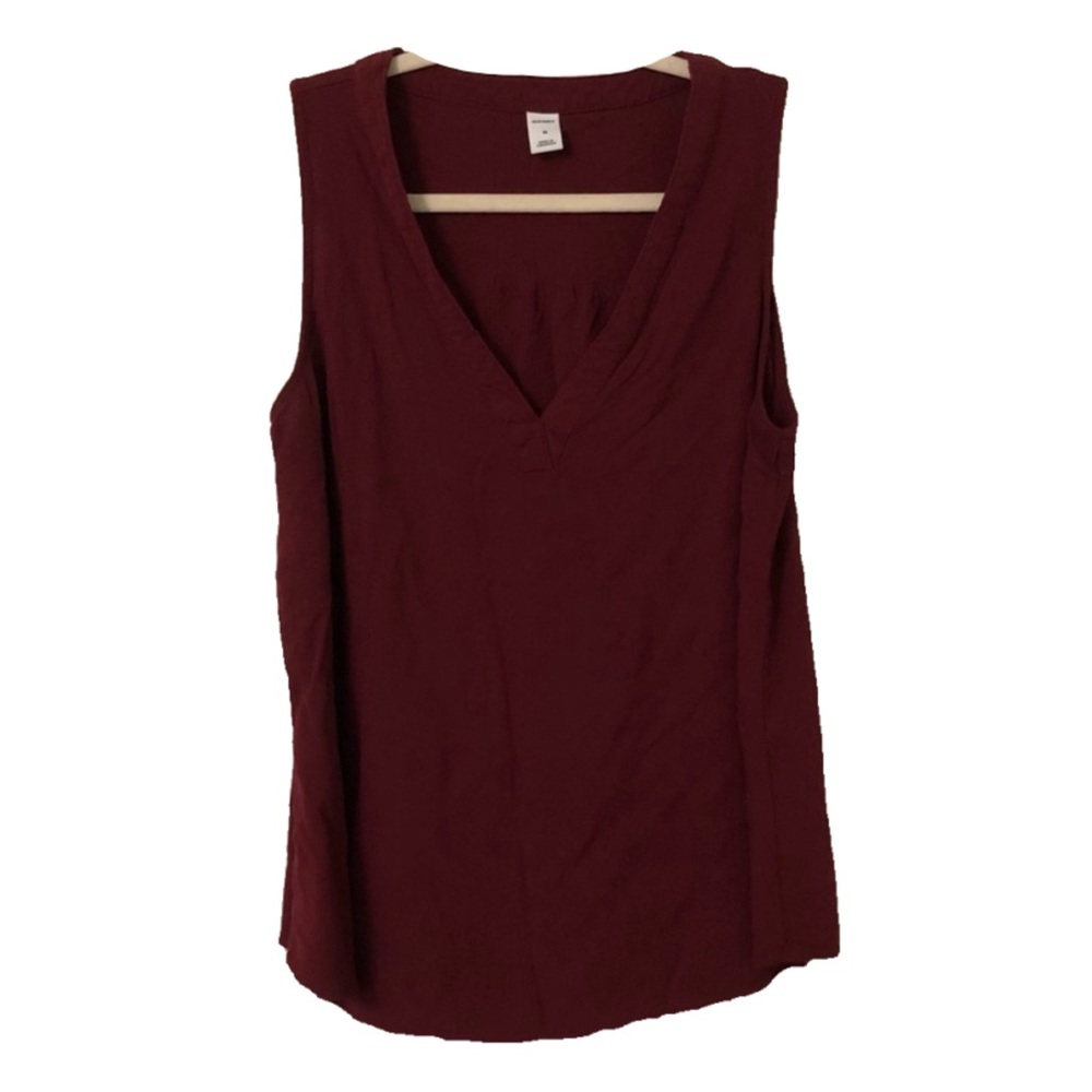 Maroon Sleeveless V-Neck Tank Top